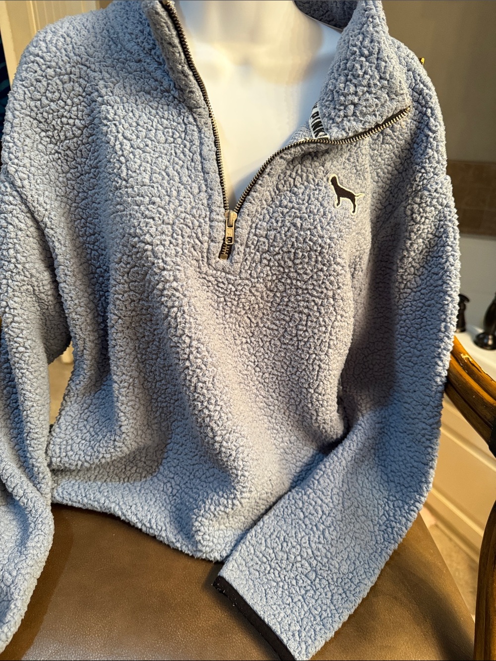 Victoria's Secret Light Blue Sherpa Quarter-Zip Pullover